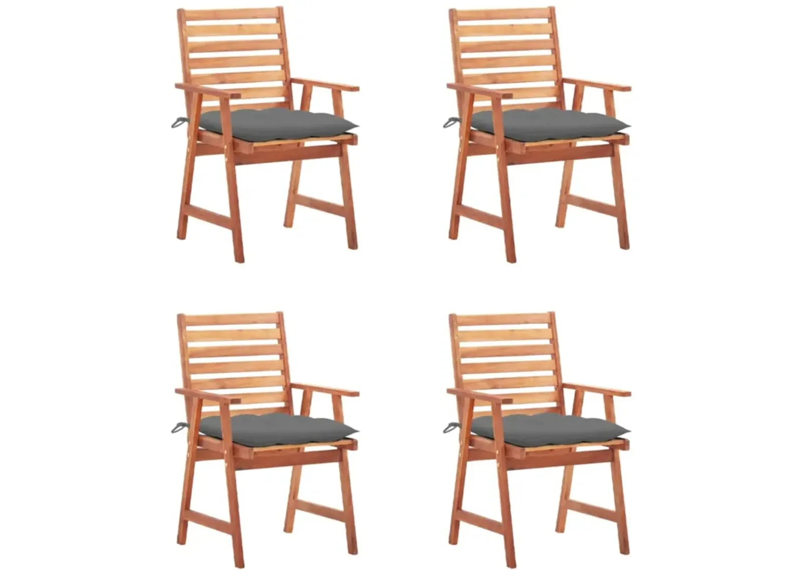 vidaXL Patio Dining Chairs 4 pcs with Cushions Solid Acacia Wood