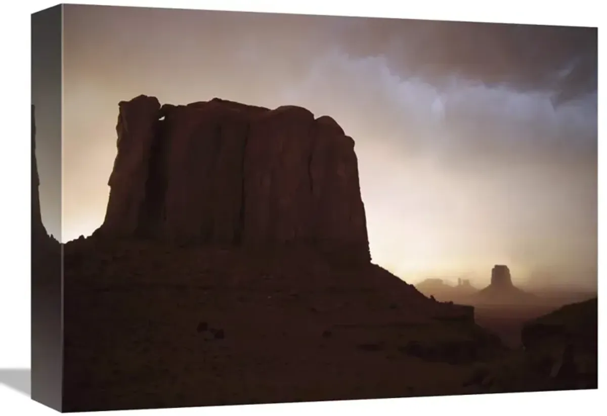 Sandstorm, Elephant Butte at north window, Monument Valley Navajo Tribal Park, Arizona-Canvas Art-16x12