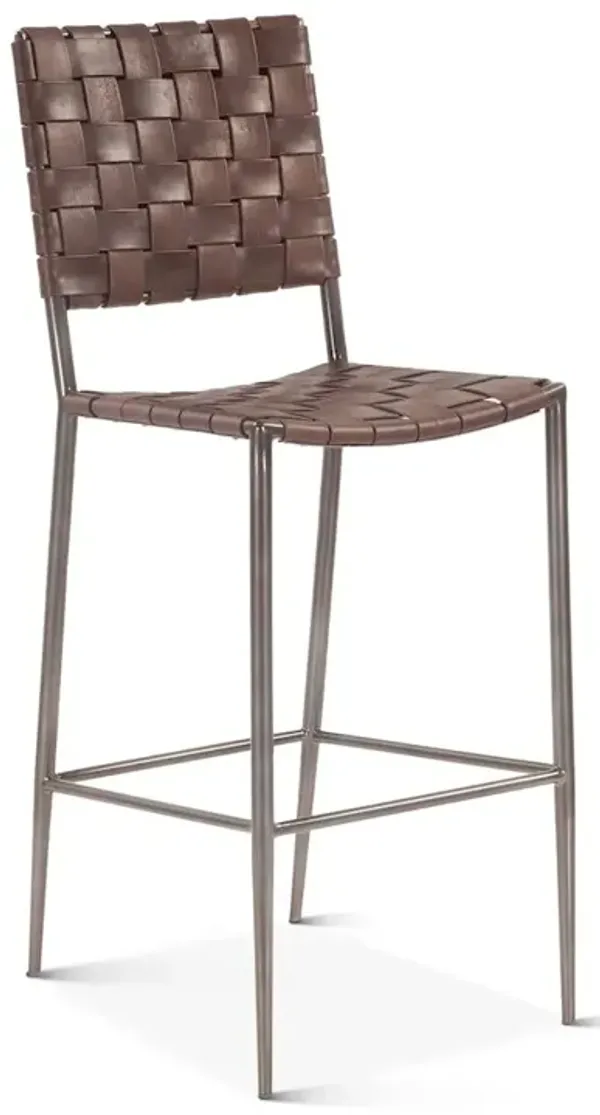 World Interiors Lund 17In Buffalo Leather And Iron Bar Chair Brown