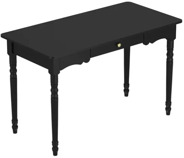 FUFU&GAGA Black Writing Desk with Drawer, MDF & Rubberwood Construction (47.2" W x 29.4" H x 23.6" D), Black