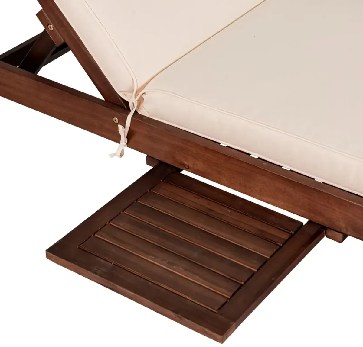 Seabrook Outdoor Acacia Wood Lounger with Cushion Position Back Slide Table Wheels