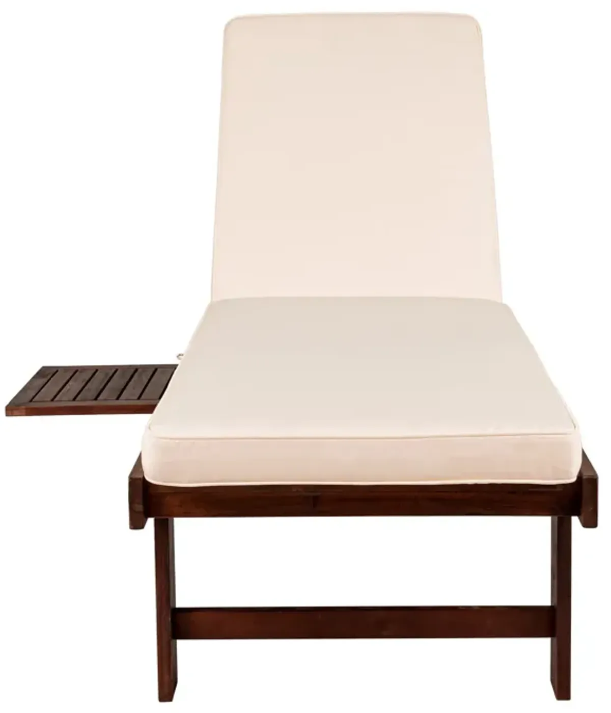 Seabrook Outdoor Acacia Wood Lounger with Cushion Position Back Slide Table Wheels