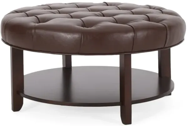 Merax PU Leather Round Ottoman for Living Room