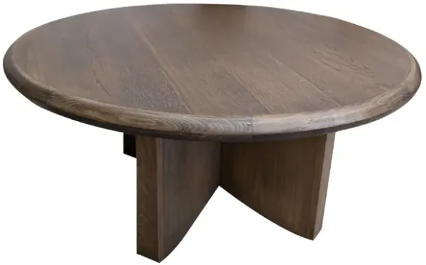 Loe Coffee Table, Walnut Brown Solid Poplar Wood, 42 Inch Round