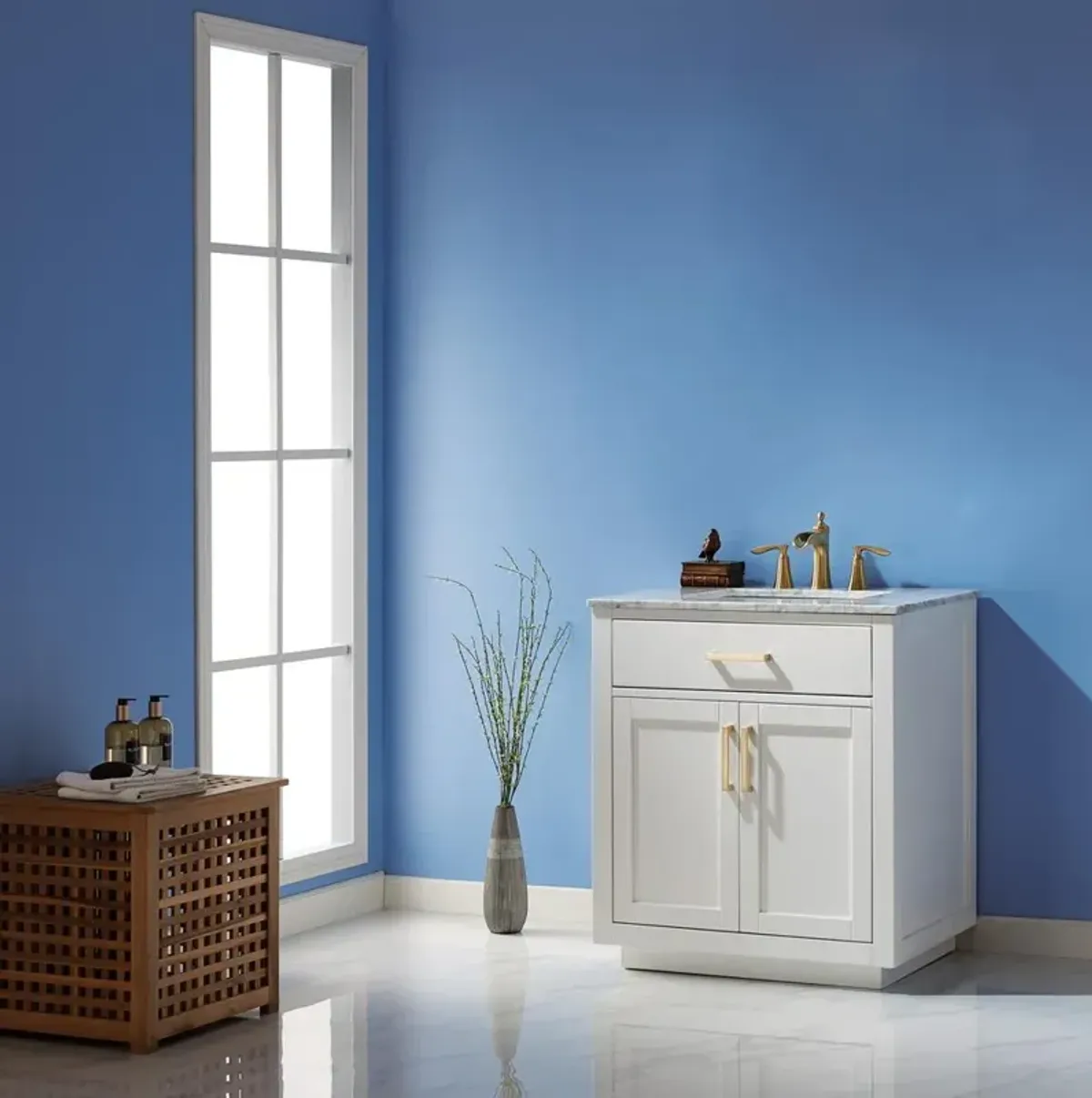 Altair 30 Single Bathroom Vanity Set in White without Mirror