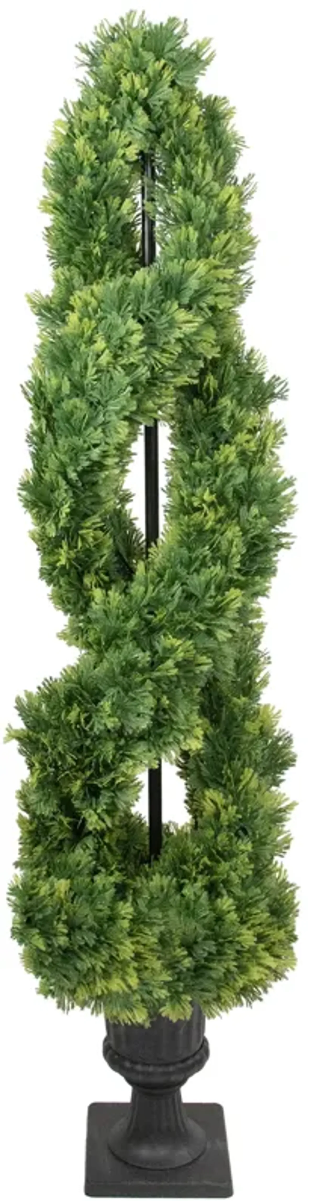 4.5' Artificial Cedar Double Spiral Topiary Tree in Urn Style Pot  Unlit