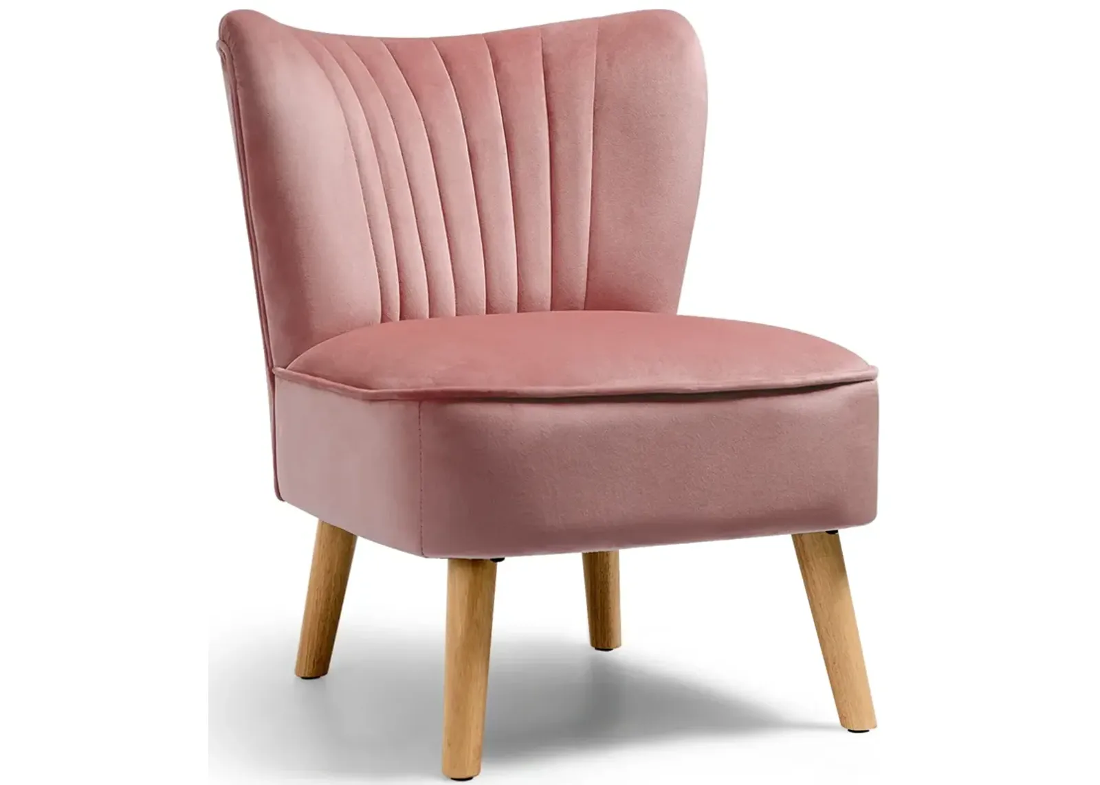 Modern Armless Velvet Accent Chair with Wood Legs