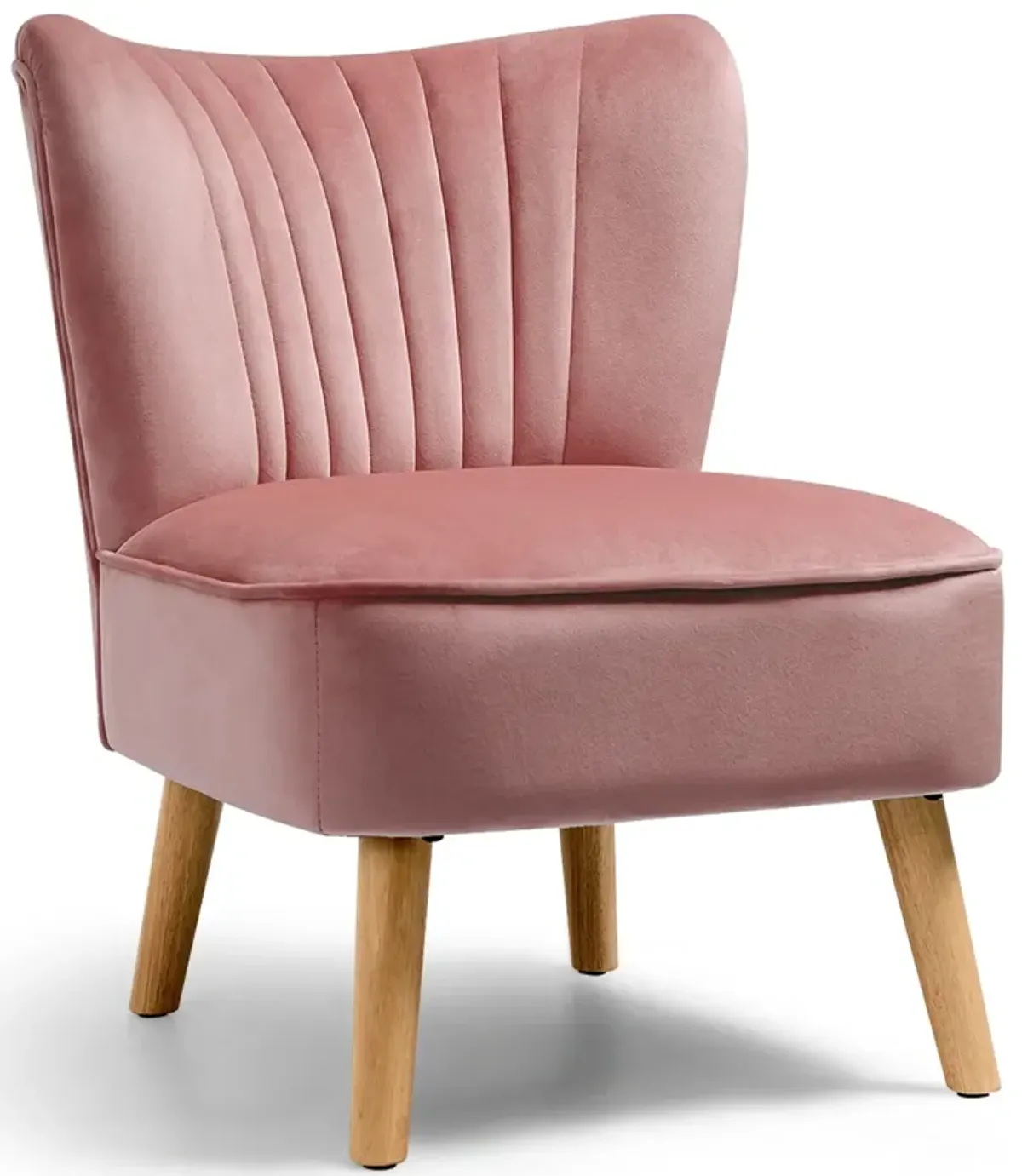 Modern Armless Velvet Accent Chair with Wood Legs