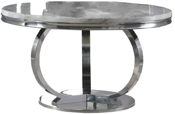 Best Master Furniture Lexington 52 Round White Faux Marble Dining Table