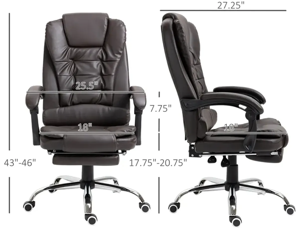 Coffee-Colored Office Chair: Ergonomic High Back with Retractable Footrest