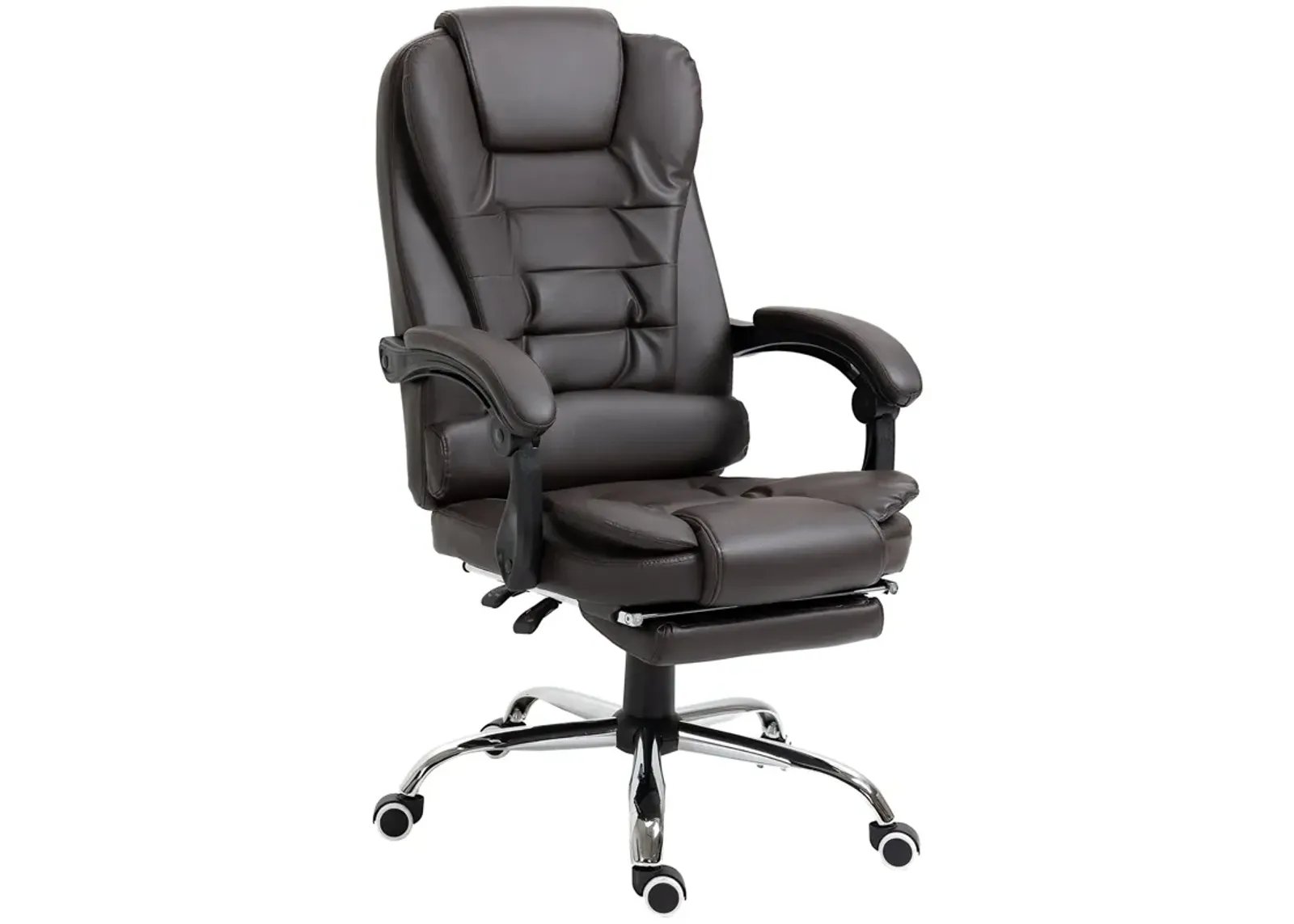 Coffee-Colored Office Chair: Ergonomic High Back with Retractable Footrest