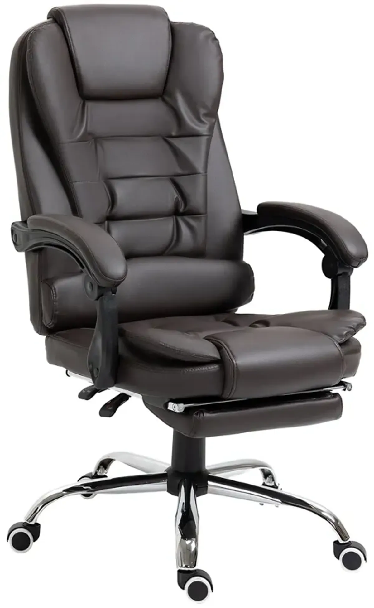 Coffee-Colored Office Chair: Ergonomic High Back with Retractable Footrest