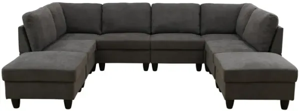 118 in. W Square Arm 8-piece U Shaped Polyester Modern Sectional Sofa