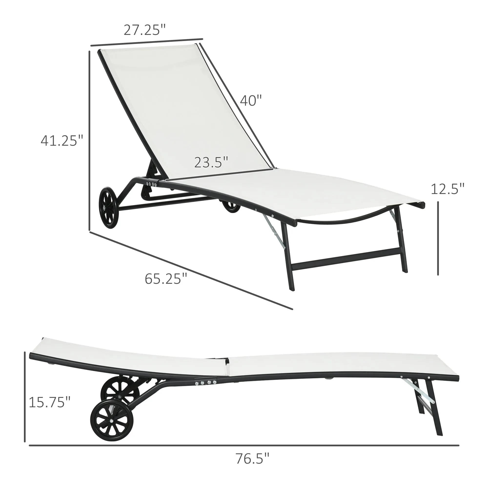 Outdoor Relaxation Set: 2-Piece Patio Chaise Lounge with Adjustable Backrest