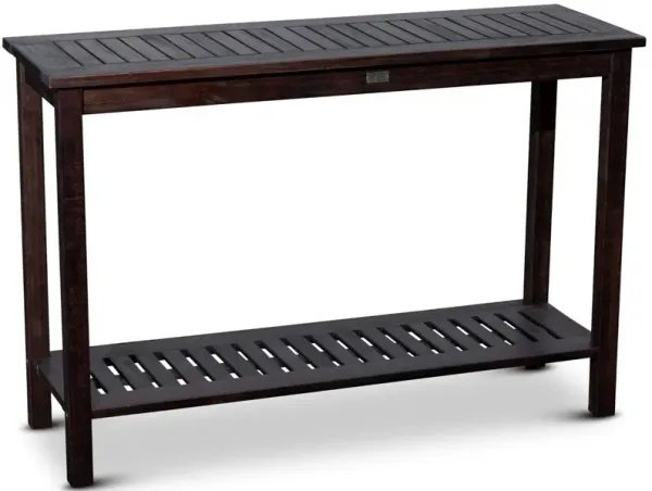 Ani 48 Inch Console Table, 2 Shelves, Slatted Design, Eucalyptus Espresso - Benzara