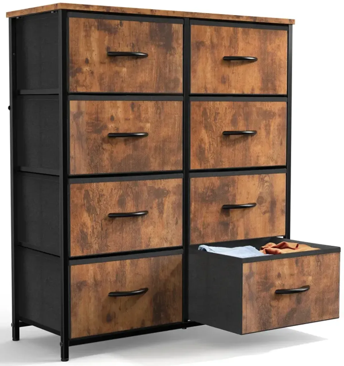 8-Drawer Fabric and Wood Tall Bedroom Dresser