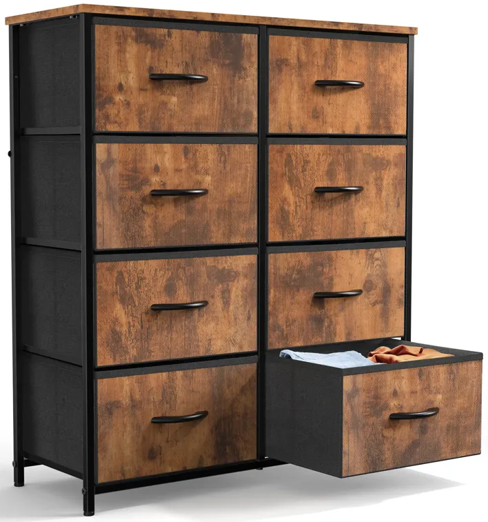 8-Drawer Fabric and Wood Tall Bedroom Dresser