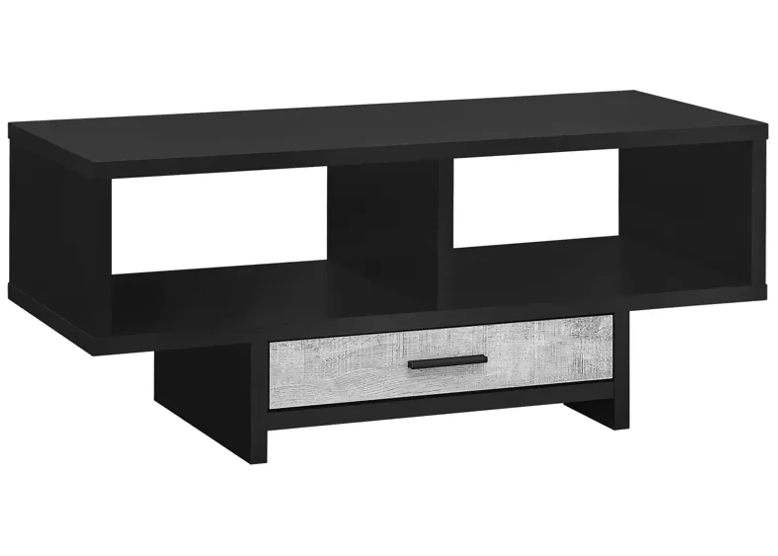 Monarch Specialties I 2810 Coffee Table, Accent, Cocktail, Rectangular, Storage, Living Room, 42" L, Drawer, Laminate, Black, Grey, Contemporary, Modern