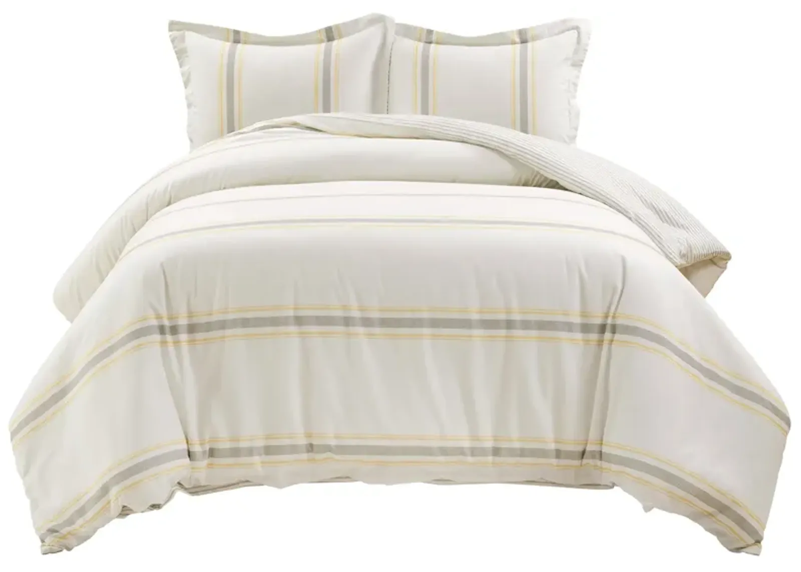 Farmhouse Stripe Reversible Oversized Cotton Duvet Cover  3Pc Set