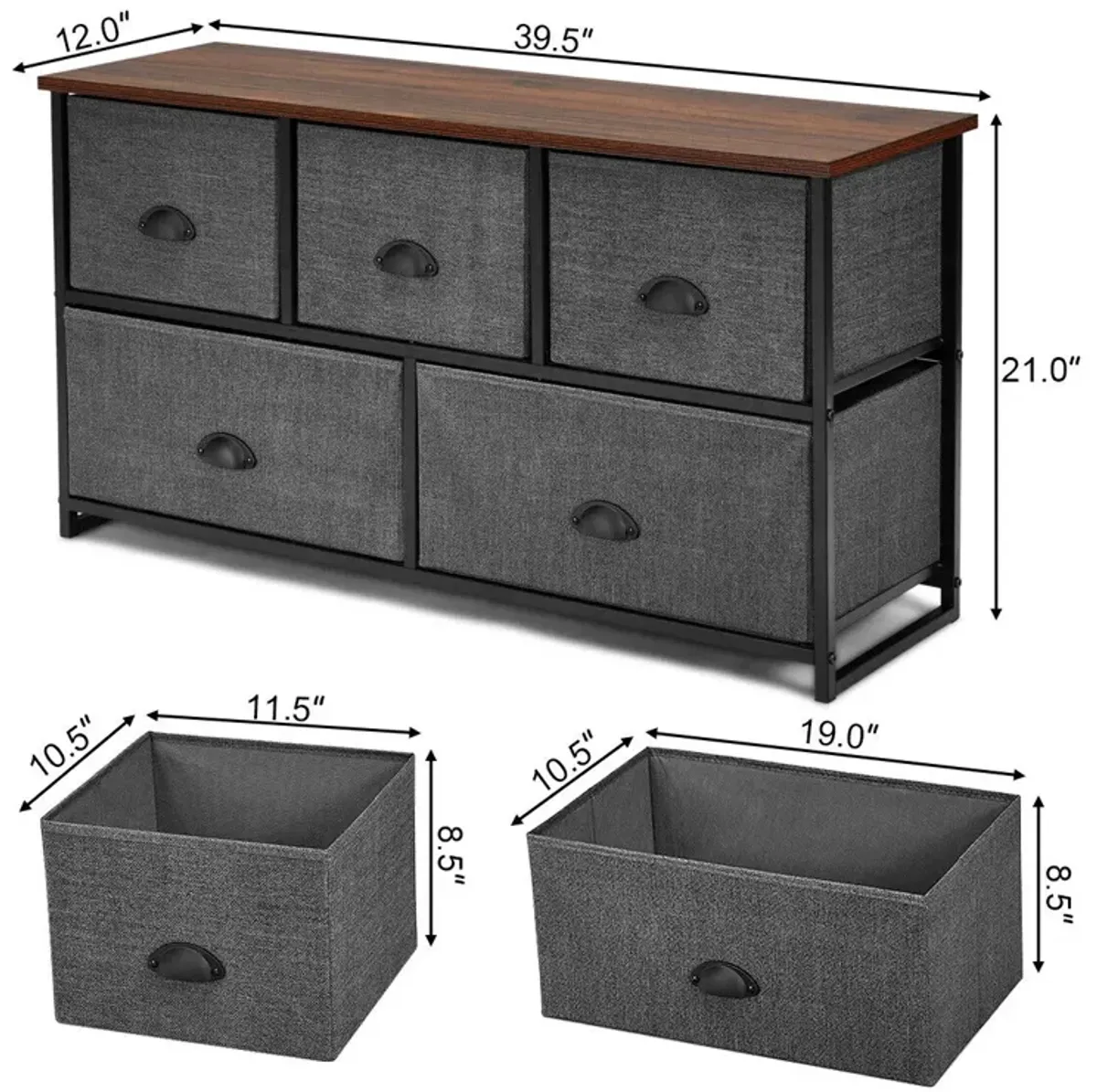 Wood Dresser Storage Unit Side Table Display Organizer