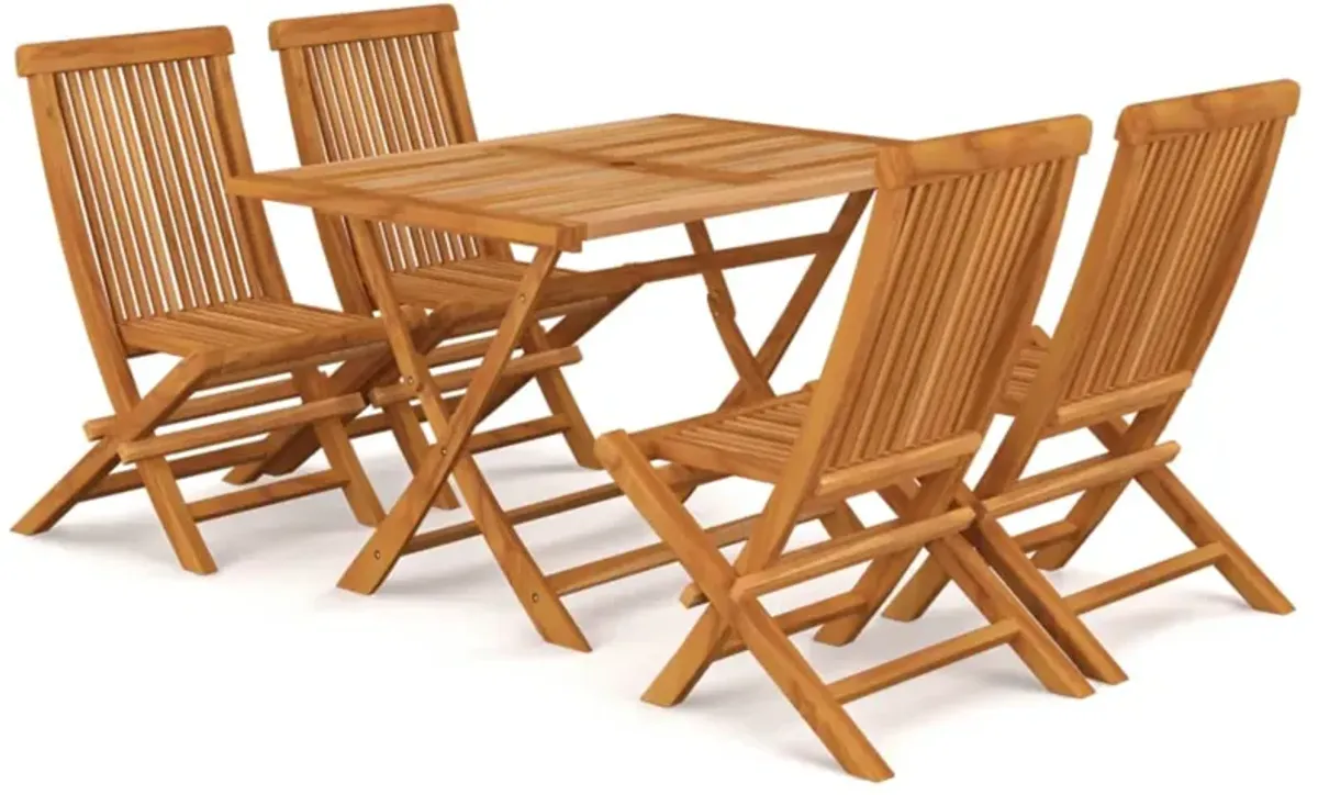 vidaXL 5 Piece Garden Dining Set Solid Teak Wood