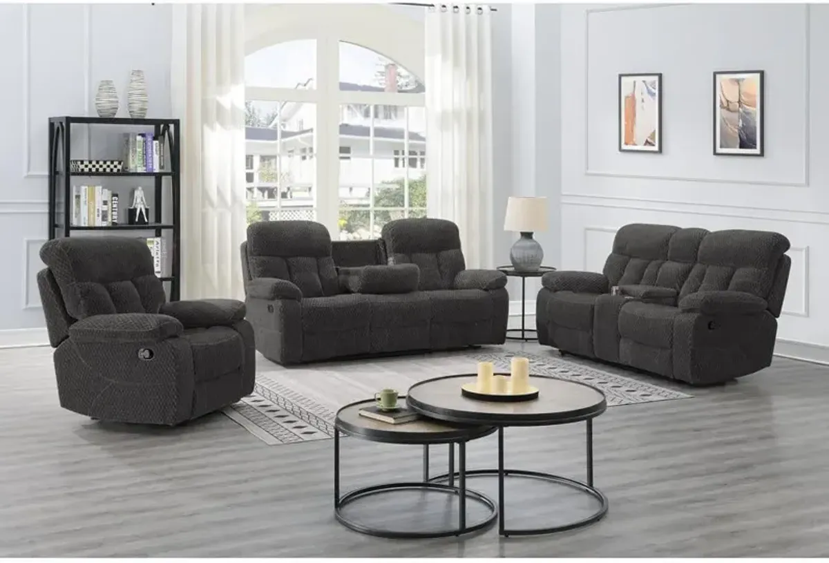 New Classic Furniture Bravo Console Loveseat W/ Dual Recliners-Charcoal