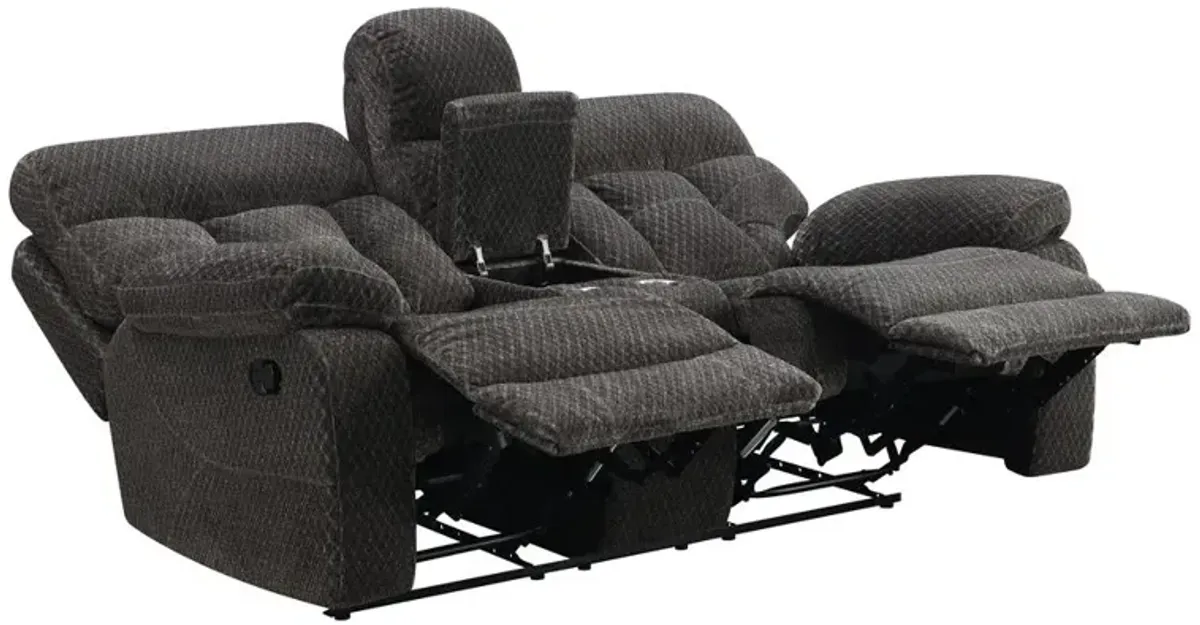 New Classic Furniture Bravo Console Loveseat W/ Dual Recliners-Charcoal