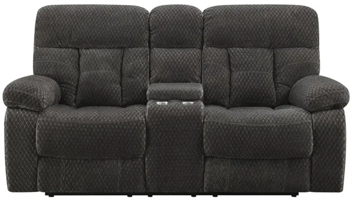 New Classic Furniture Bravo Console Loveseat W/ Dual Recliners-Charcoal