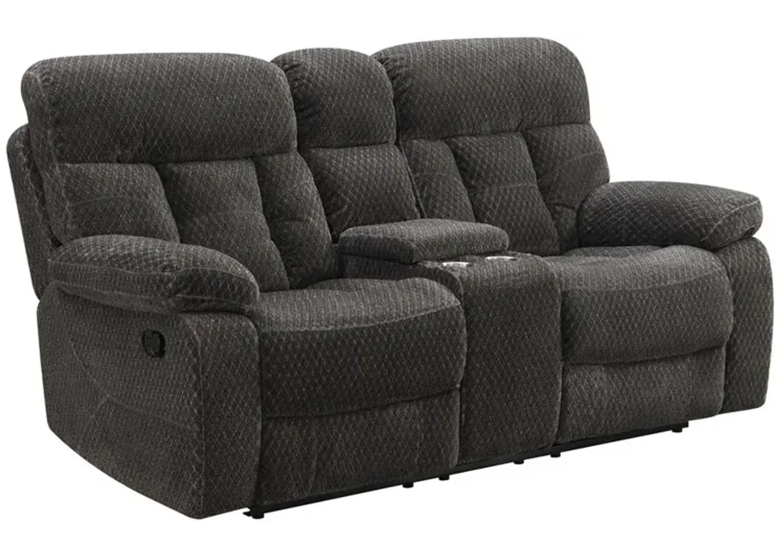 New Classic Furniture Bravo Console Loveseat W/ Dual Recliners-Charcoal