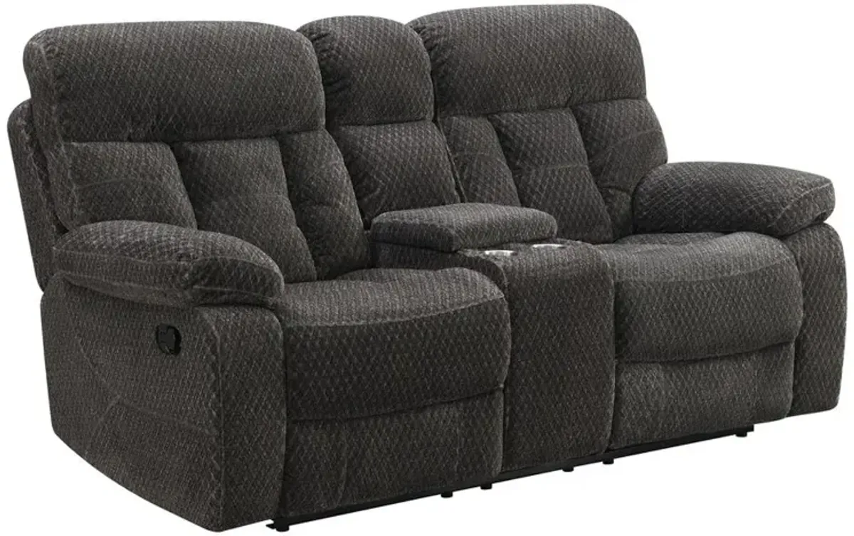 New Classic Furniture Bravo Console Loveseat W/ Dual Recliners-Charcoal