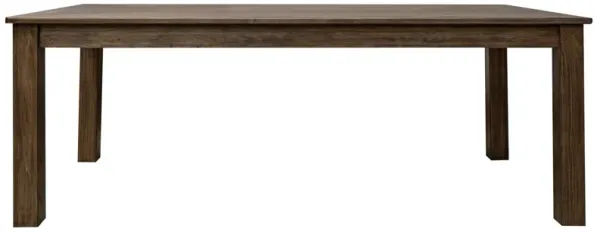 Loe Dining Table, 79 Inch Rectangular Top, Farmhouse Brown Solid Wood - Benzara