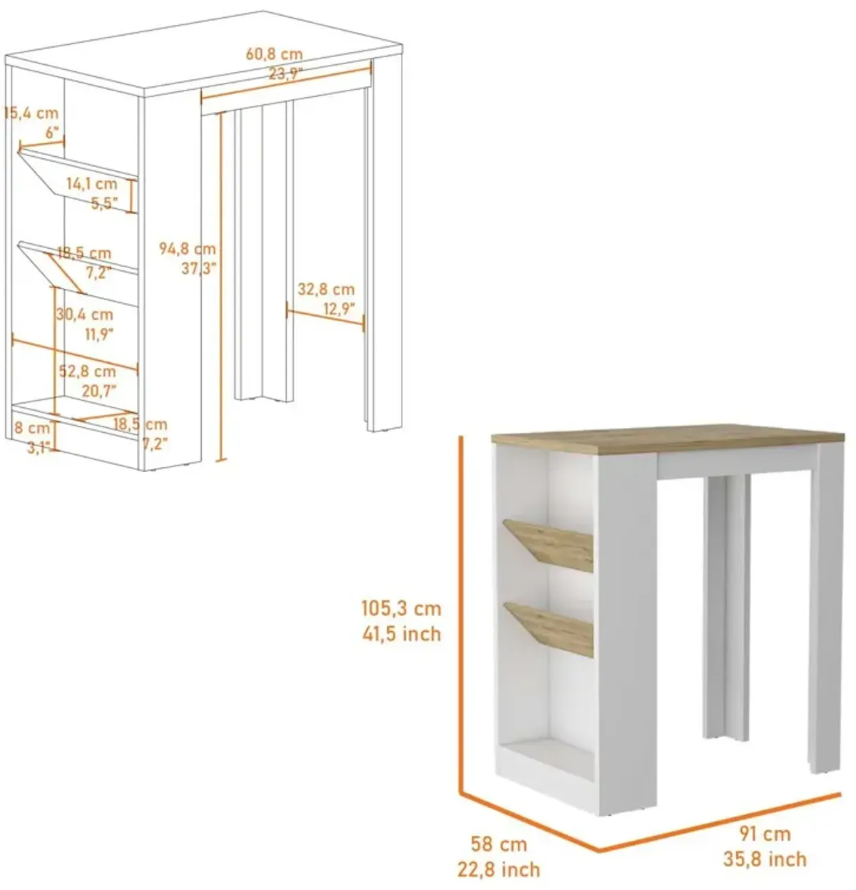 Desoto Wine Storage Pedestal Kitchen Island White And Macadamia