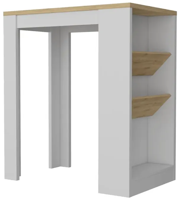 Streamdale Desoto Wine Storage Pedestal Kitchen Island White And Macadamia