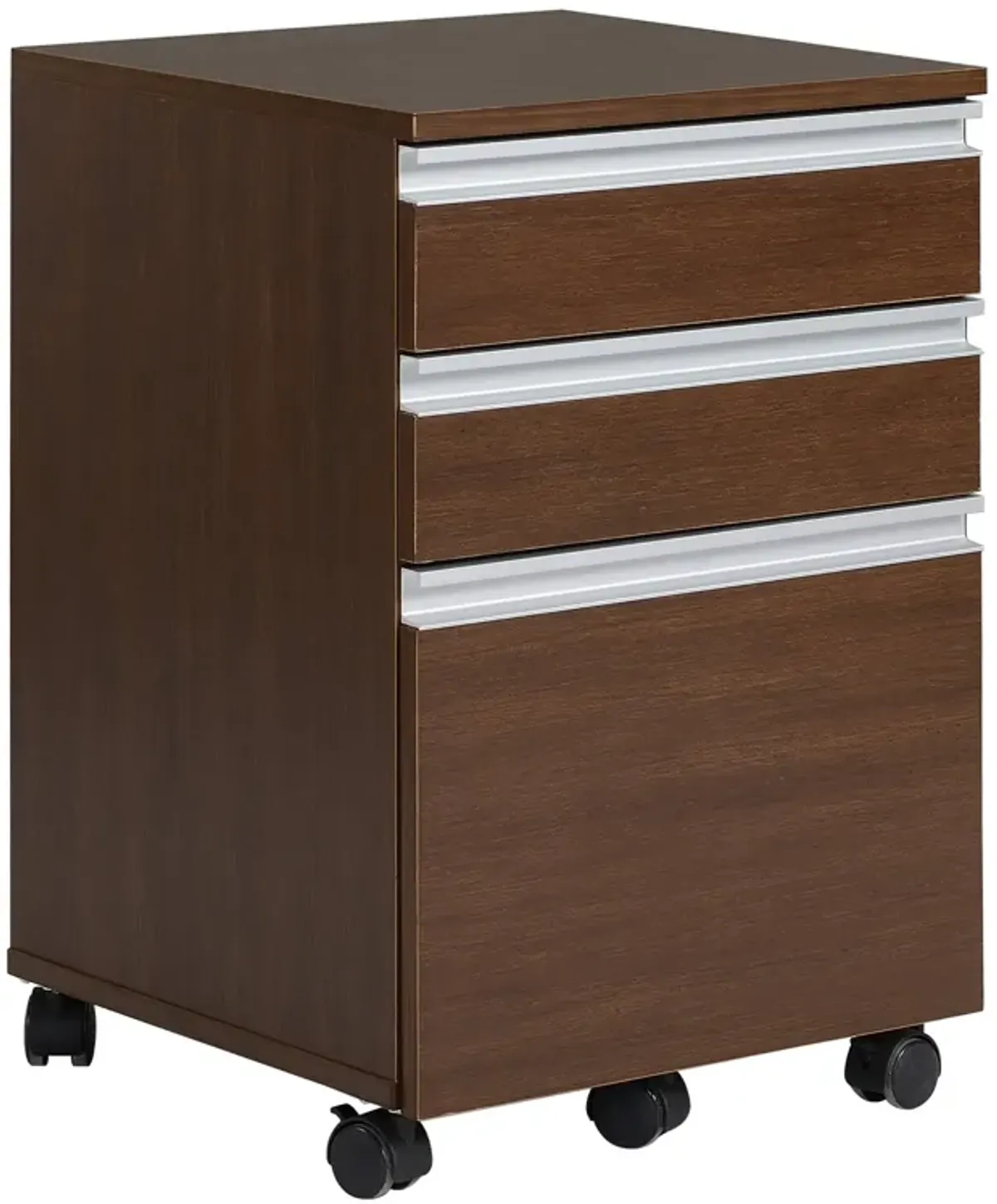 Brown Mobile Organizer: 3-Drawer Rolling File Cabinet for Office