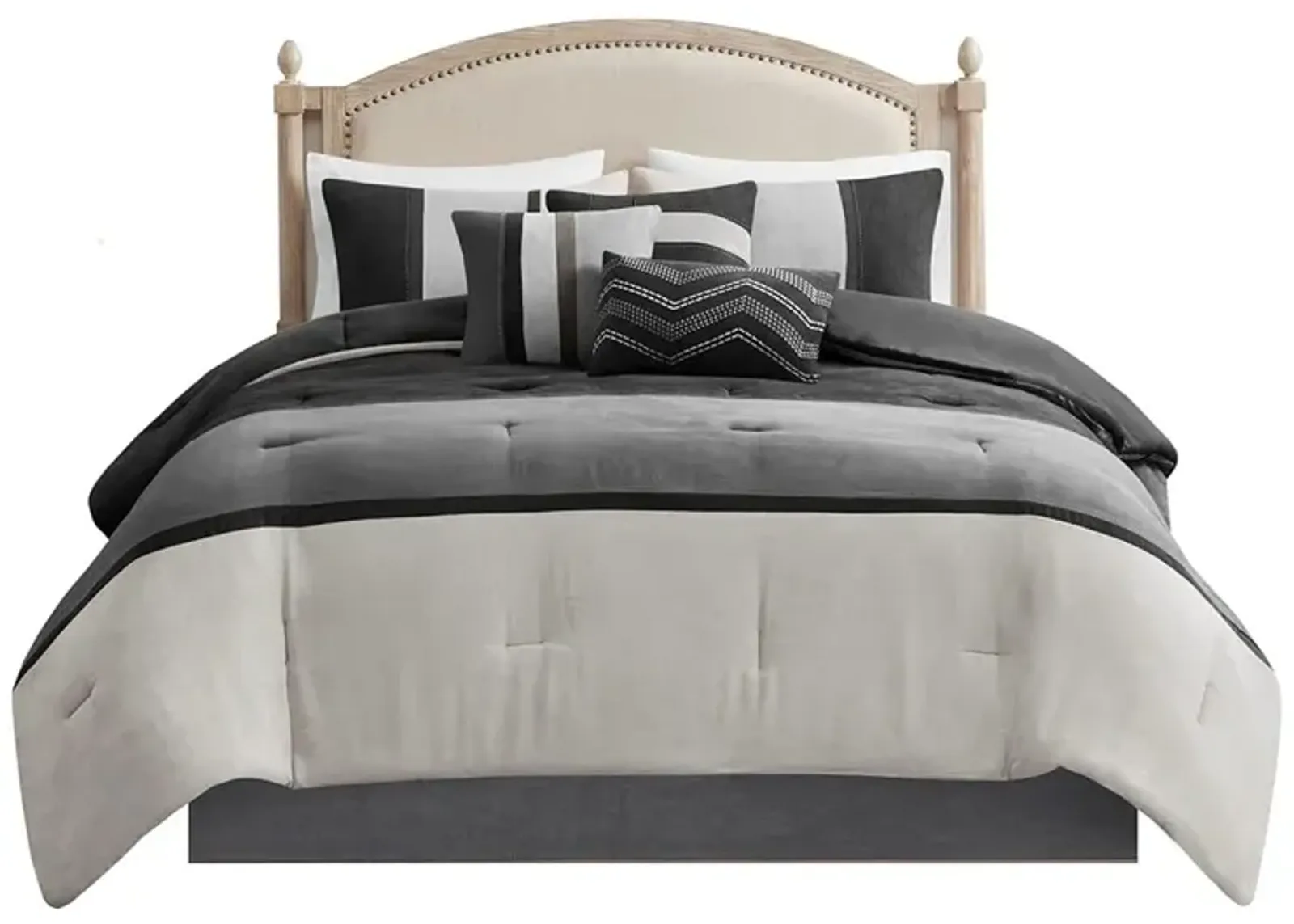 Gracie Mills Kimberly 7-Piece Contemporary Microsuede Comforter Set