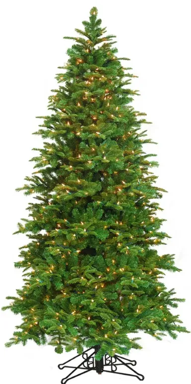 7.5' Pre-Lit Slim Tiffany Pine Deluxe Artificial Christmas Tree  White Lights