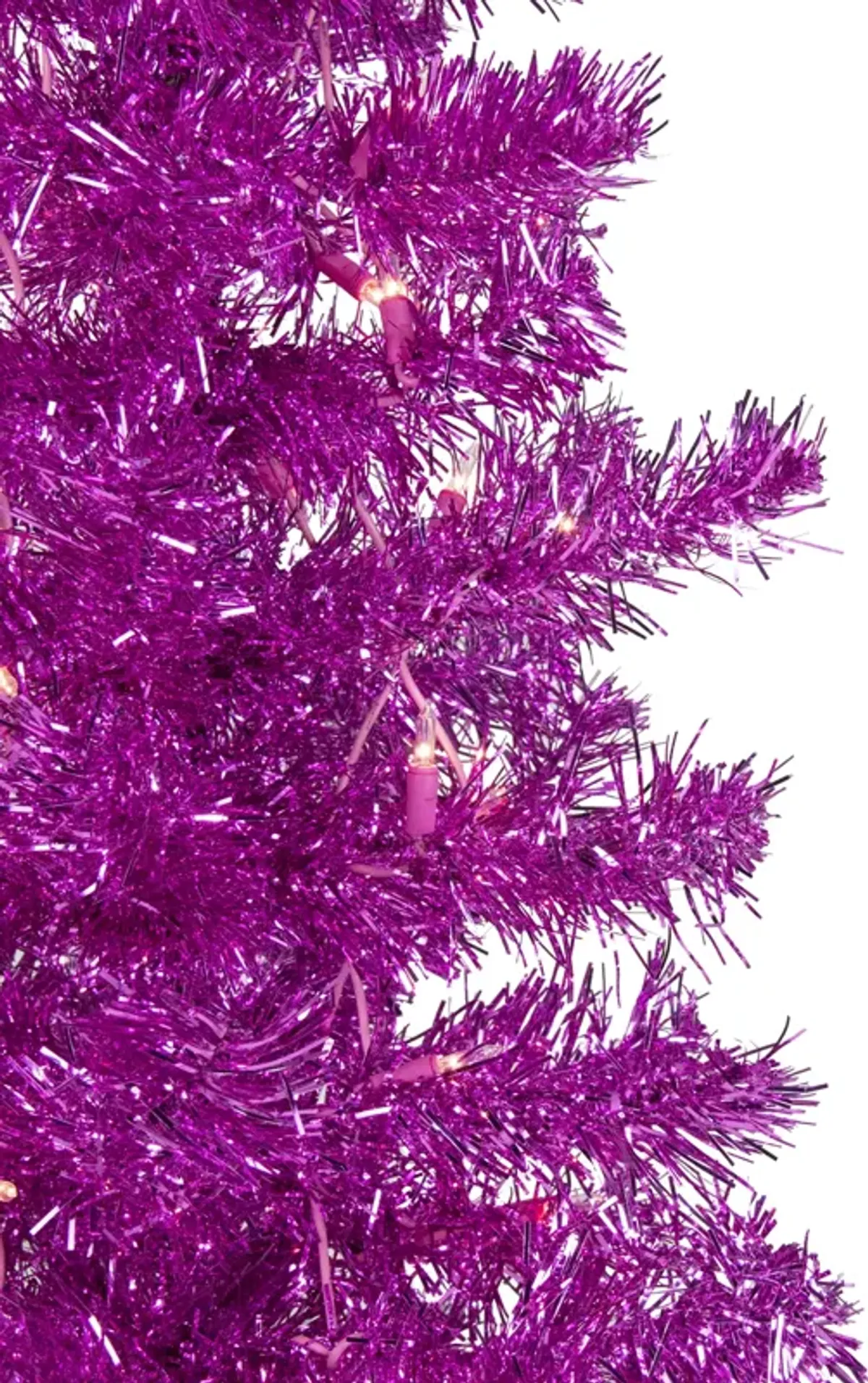 6' Pre-Lit Pink Artificial Tinsel Christmas Tree  Clear Lights