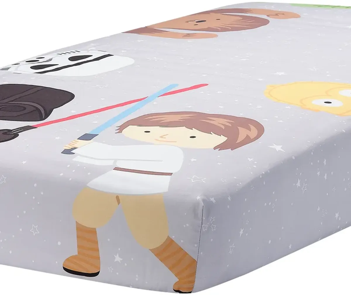 Lambs & Ivy Star Wars Galaxy Cotton Fitted Crib Sheet - Yoda/Darth Vader/R2D2