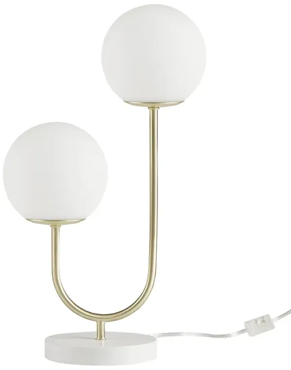 Gracie Mills neda Modern 2-Light Globe Table Lamp Gold Metal Finish