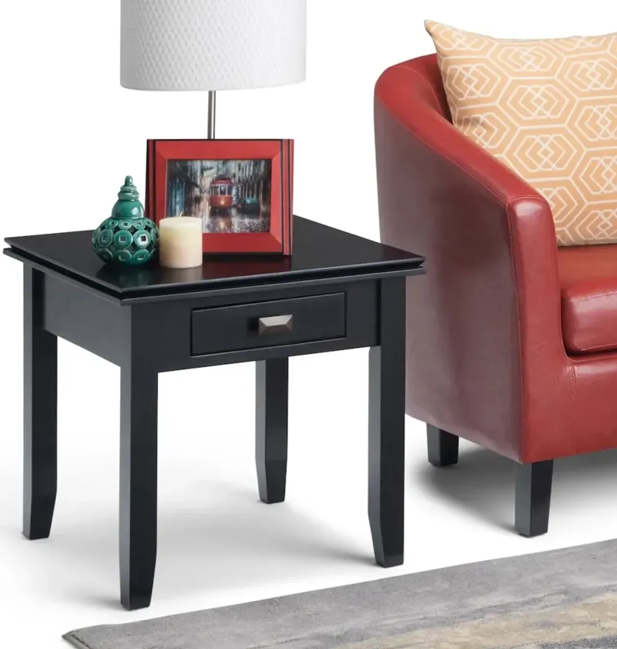 Simpli Home Artisan Solid Wood End Table In Black