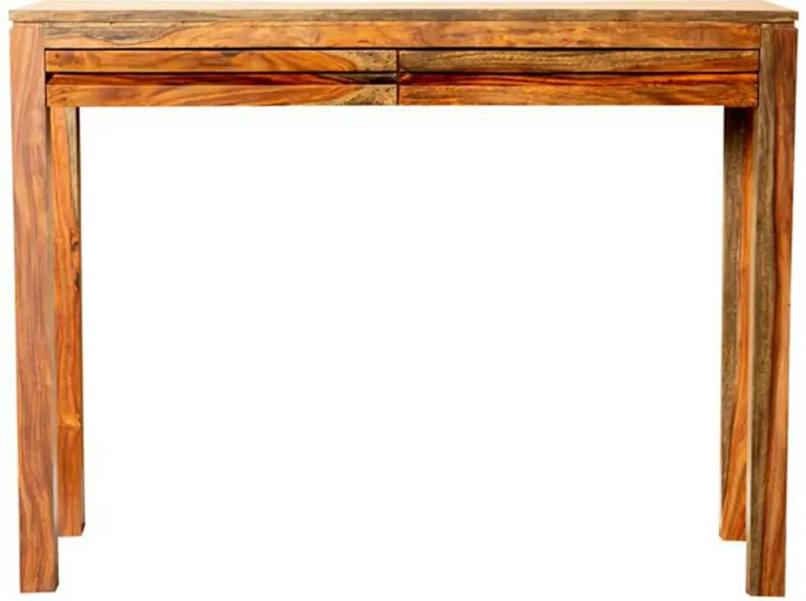 42 Inch Console Sofa Table, 2 Gliding Drawers, Sheesham Wood, Chestnut - Benzara