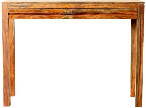 42 Inch Console Sofa Table, 2 Gliding Drawers, Sheesham Wood, Chestnut - Benzara