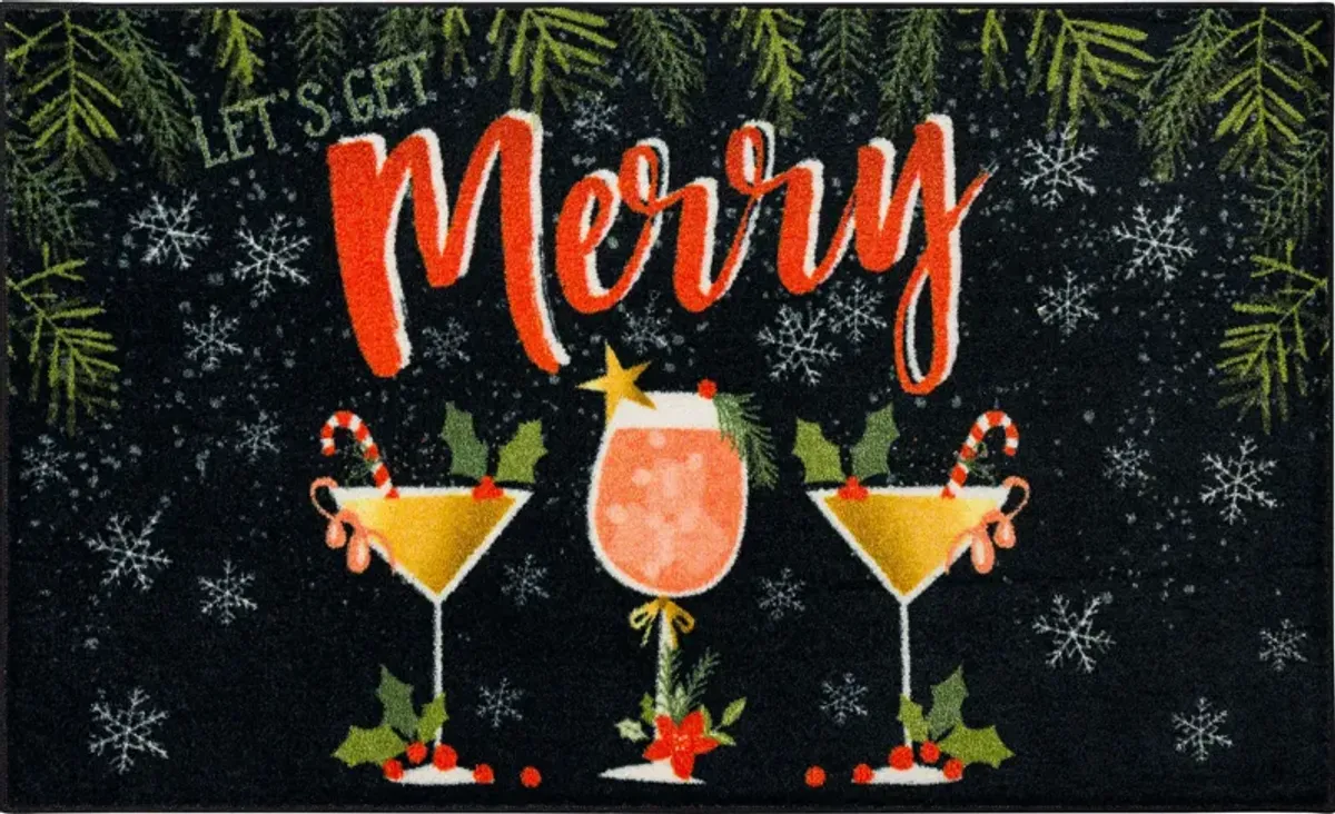 Lets Get Merry Black 2' x 3' 4" Kitchen Mat