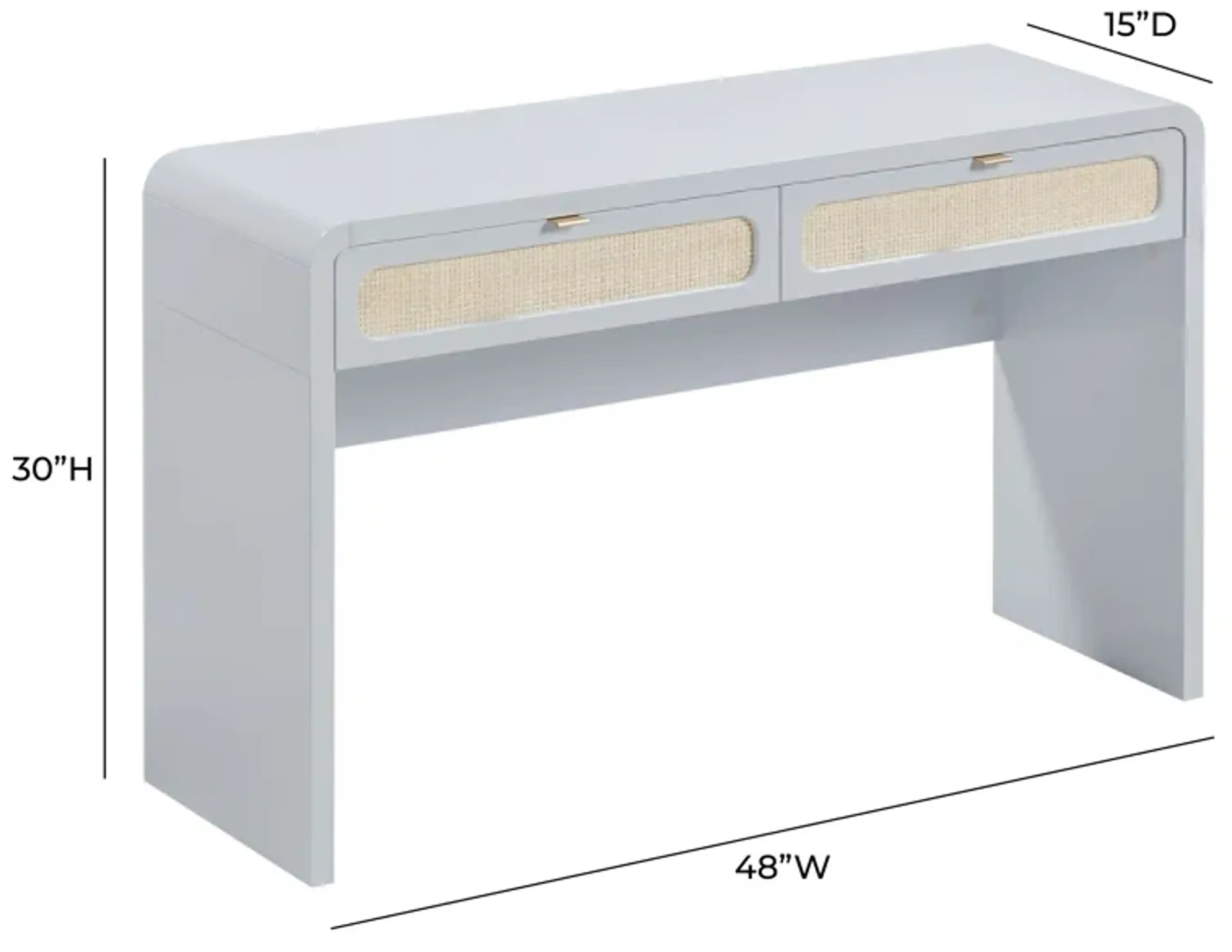 Patty Pastel Blue Rattan Console Desk Mathis Home | Furniture.com