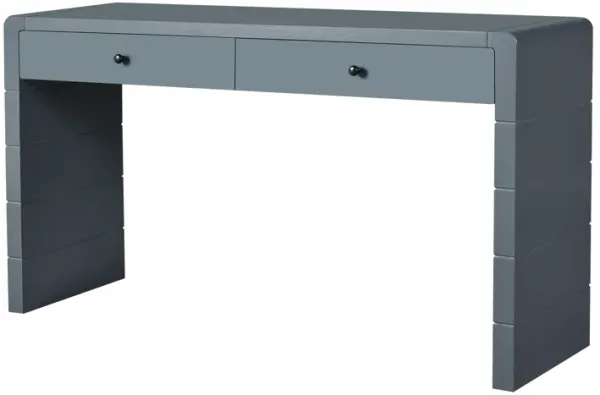 Curved Console Table with Storage, Wooden Entryway Table with 2 Drawers