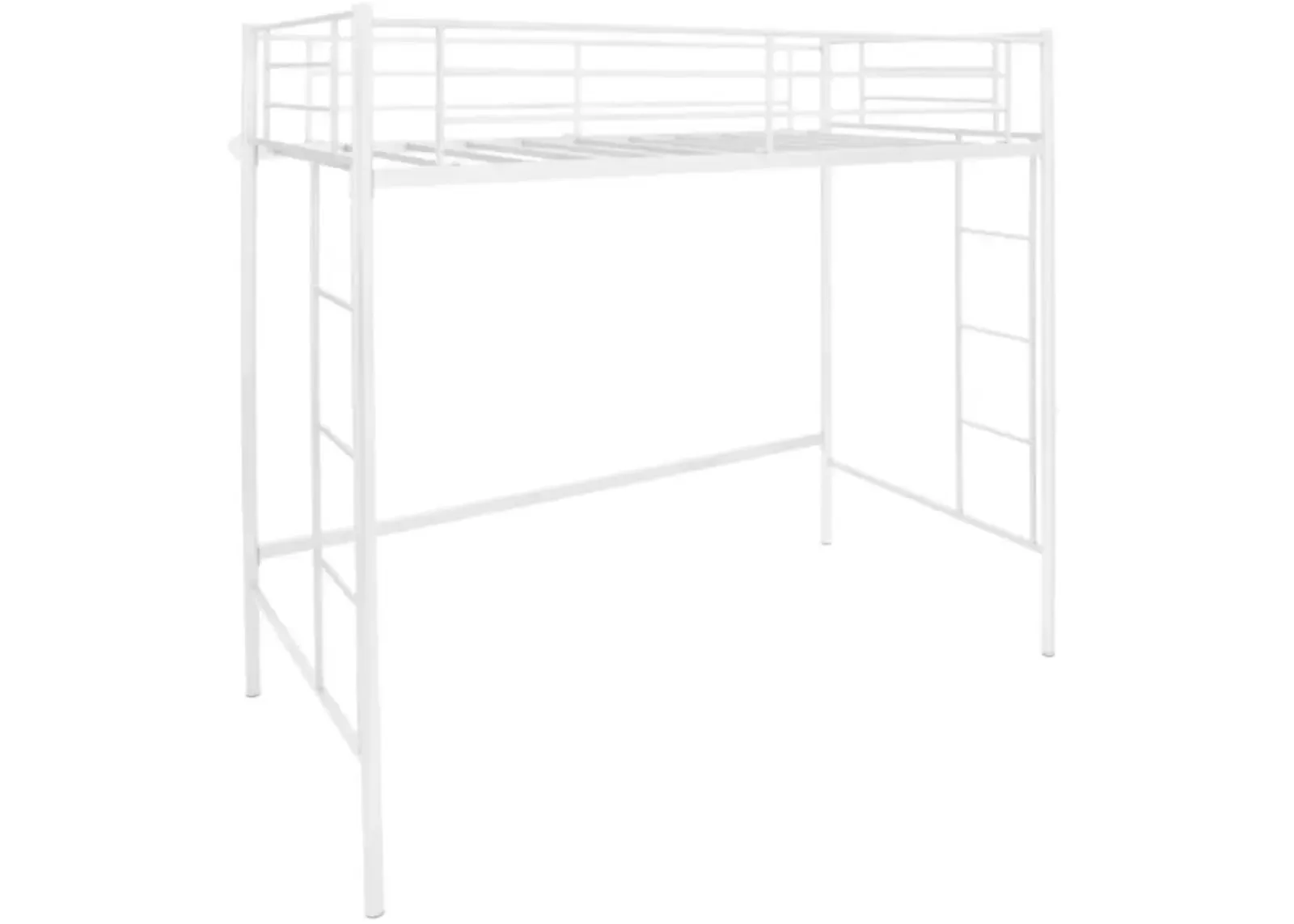 Hivvago Twin Loft Bed Frame with 2 Ladders Full-length Guardrail