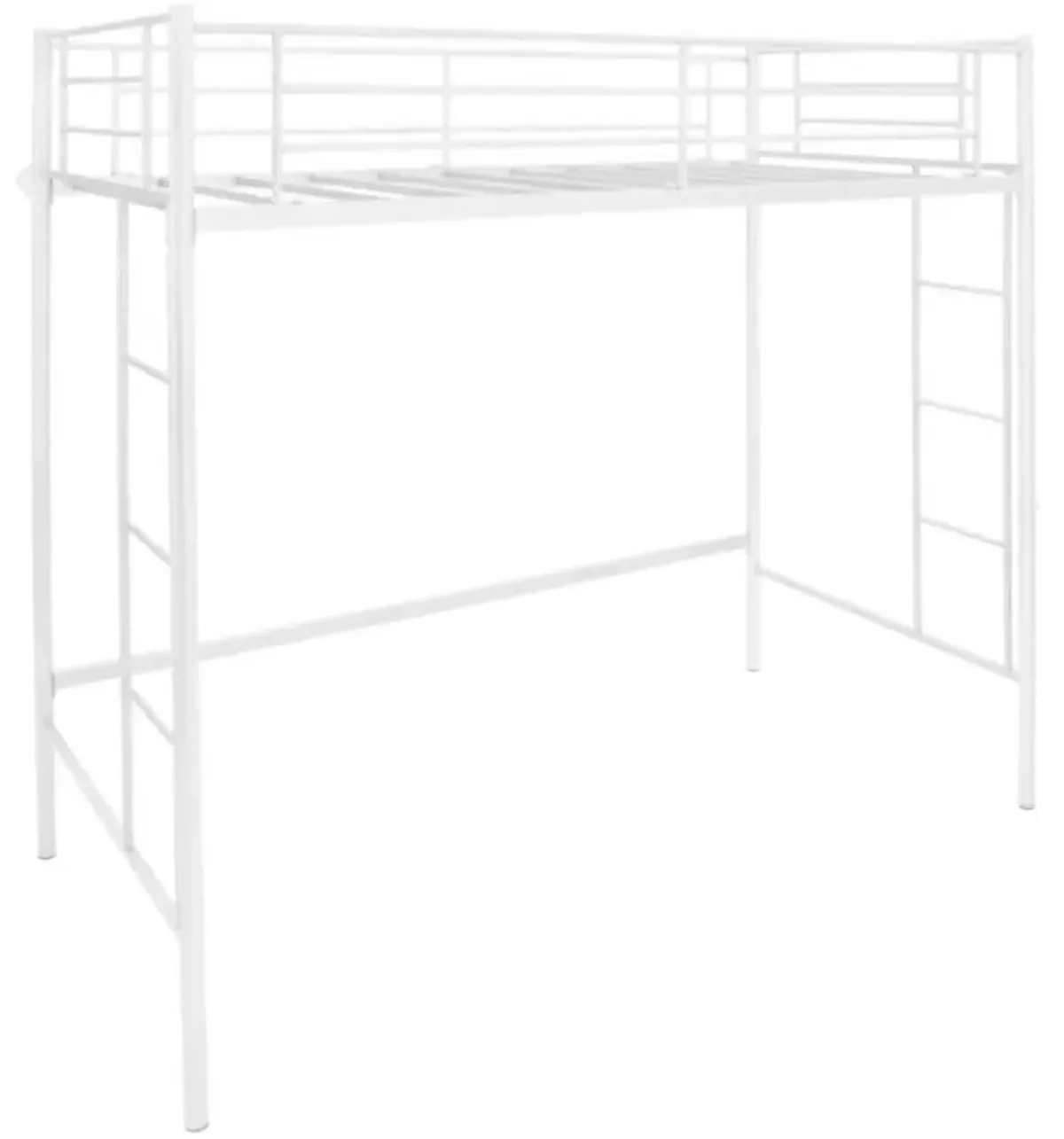 Hivvago Twin Loft Bed Frame with 2 Ladders Full-length Guardrail