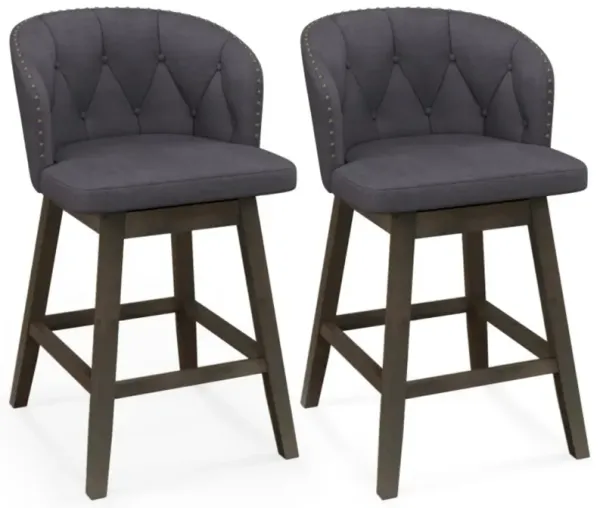 Hivvago Counter Height Fabric Upholstered Bar Stools Set of 2