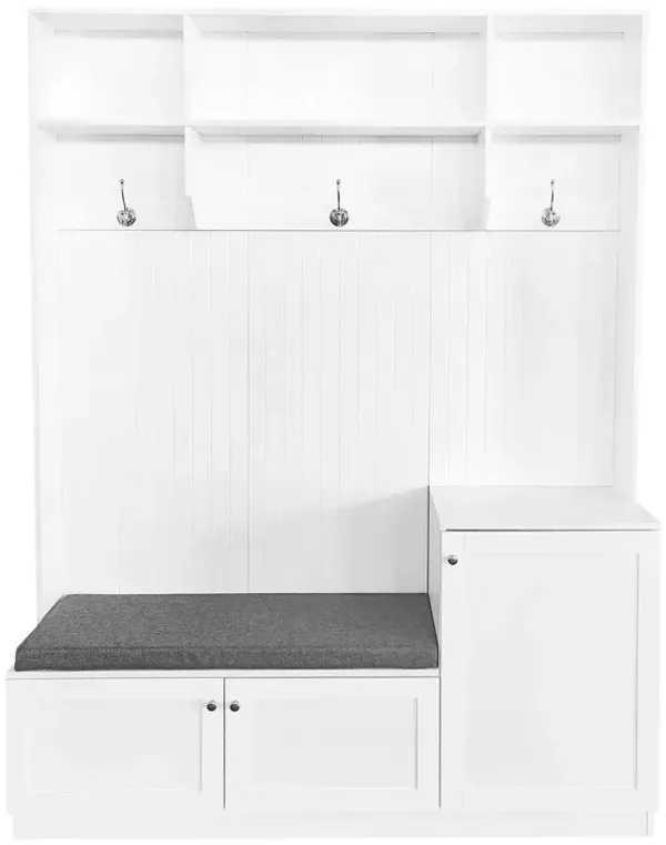 Merax Modern Elegant Hall Tree with Storage Shoe Cabinet, Bench with Cushion | Coat Rack Hooks, Entryway Organizer