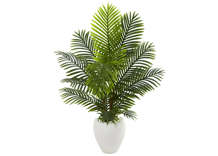 HomPlanti 4.5 Feet Paradise Palm Artificial Tree in White Planter